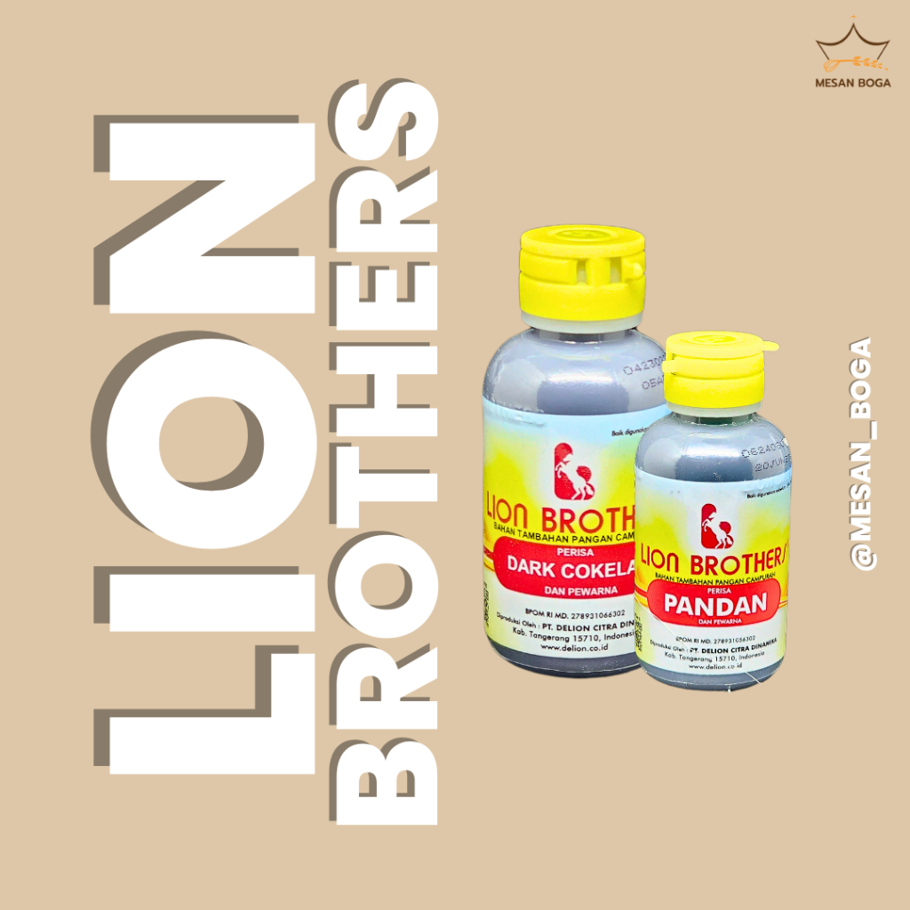 

Perisa dan Pewarna Makanan Lion Brothers / Food Flavoring & Coloring Lion Brothers / Essence Lion Brothers 60 ML