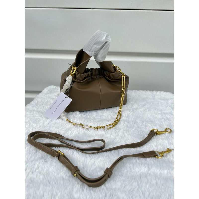 NEWTas Slempang Wanita Charles Keith Sling Shoulder Bag Silver Branded Original Mini Dumpling