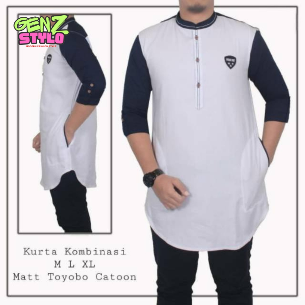 Kurta Pakistan Couple Ayah & Anak Kombinasi Warna - Bahan Katun Toyobo Fodu - Baju