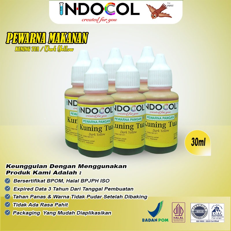 

INDOCOL PEWARNA CAIR KUNING TUA (1 LUSIN = 12 BOTOL x 30ml)
