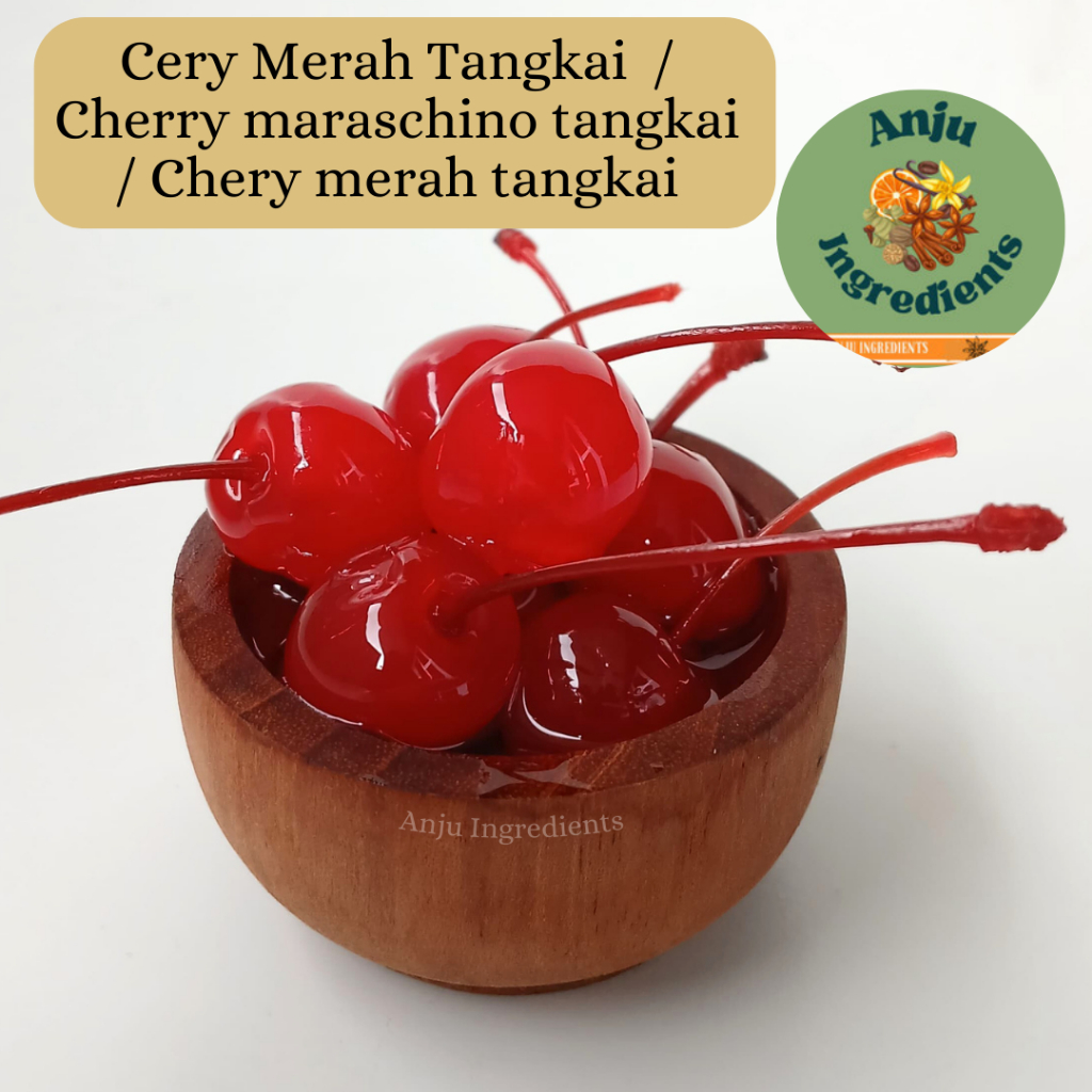 

Cery merah tangkai 50gram / Cherry maraschino tangkai / Chery merah tangka