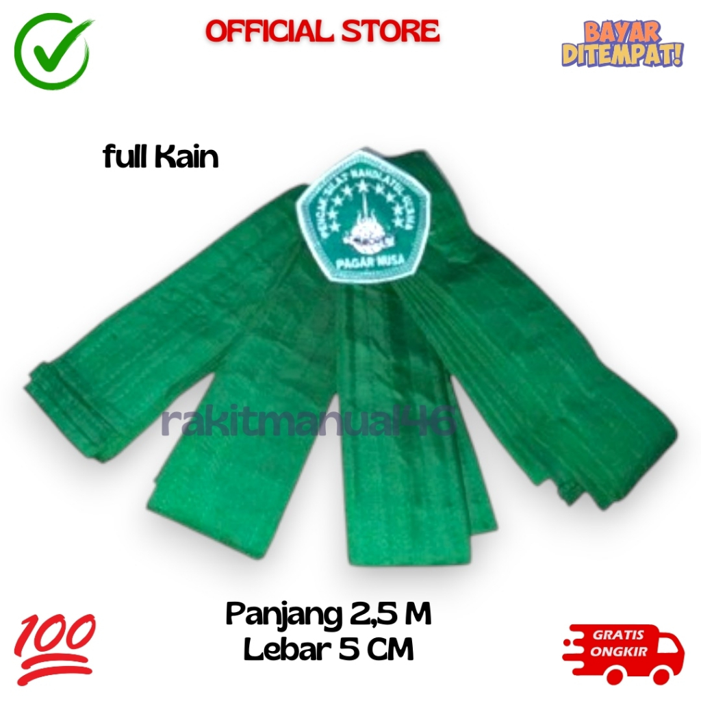 Sabuk Full Kain  Hijau Polos Pagar Nusa Kain