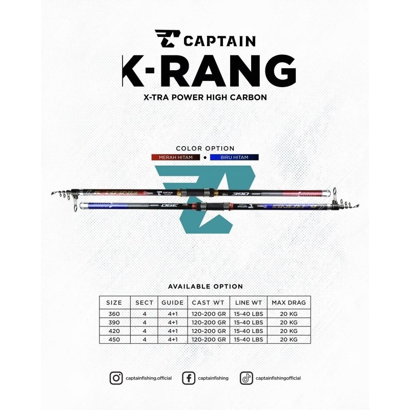 Joran Teleskopik CAPTAIN K-RANG Carbon 360 390 420 450