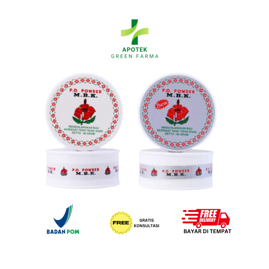 Bedak MBK Kemasan Pot 60gr - Menghilangkan Bau Keringat - MBK Putih - MBK Silver