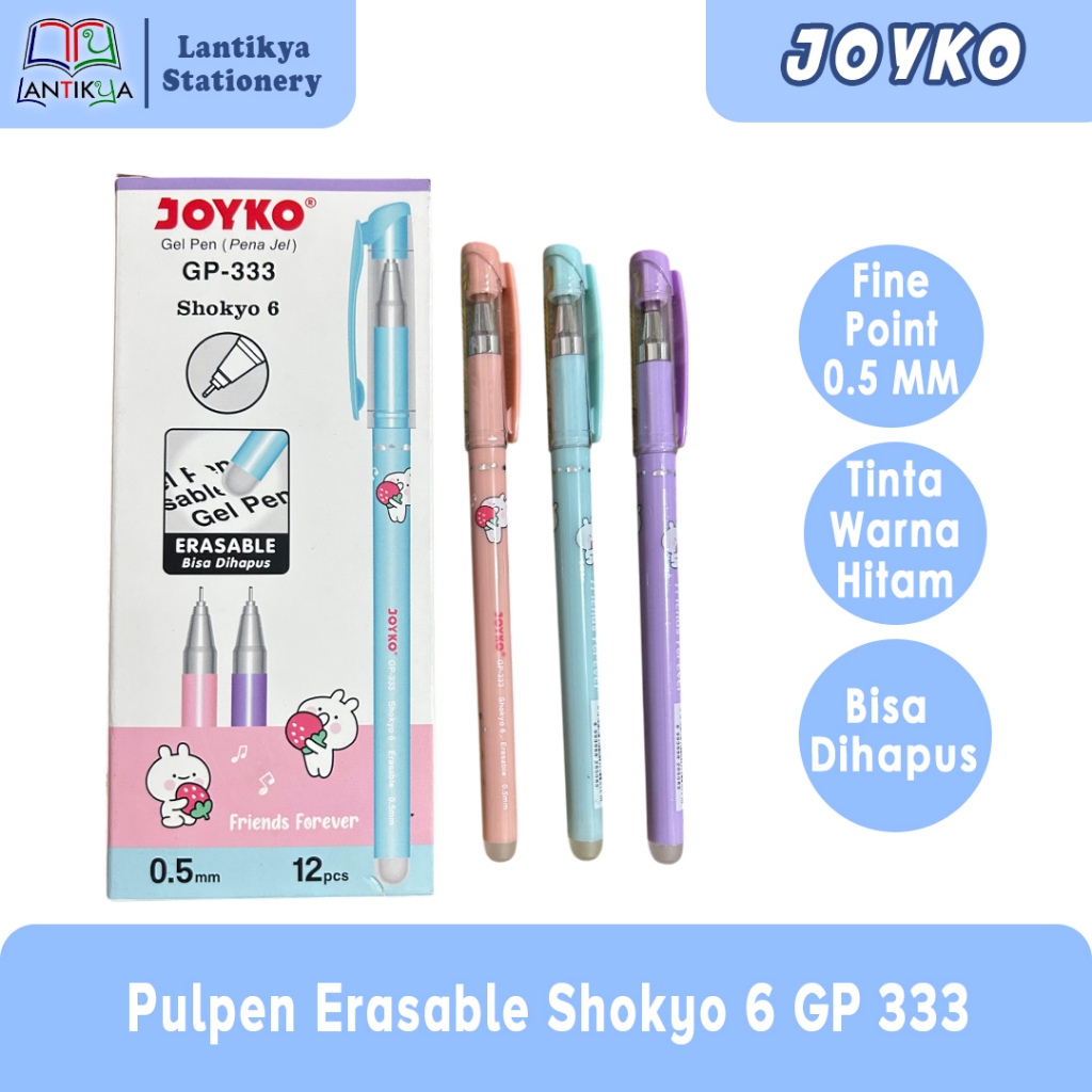 

Joyko Pulpen Erasable Gel Pen/Shokyo 6 GP-333/Gel 0.5mm PER PACK
