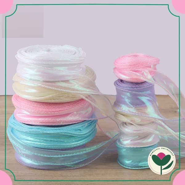 

1 meter pita meteran hologram ribbon romantic aesthetic bouquet pita buket bunga impor MK1897