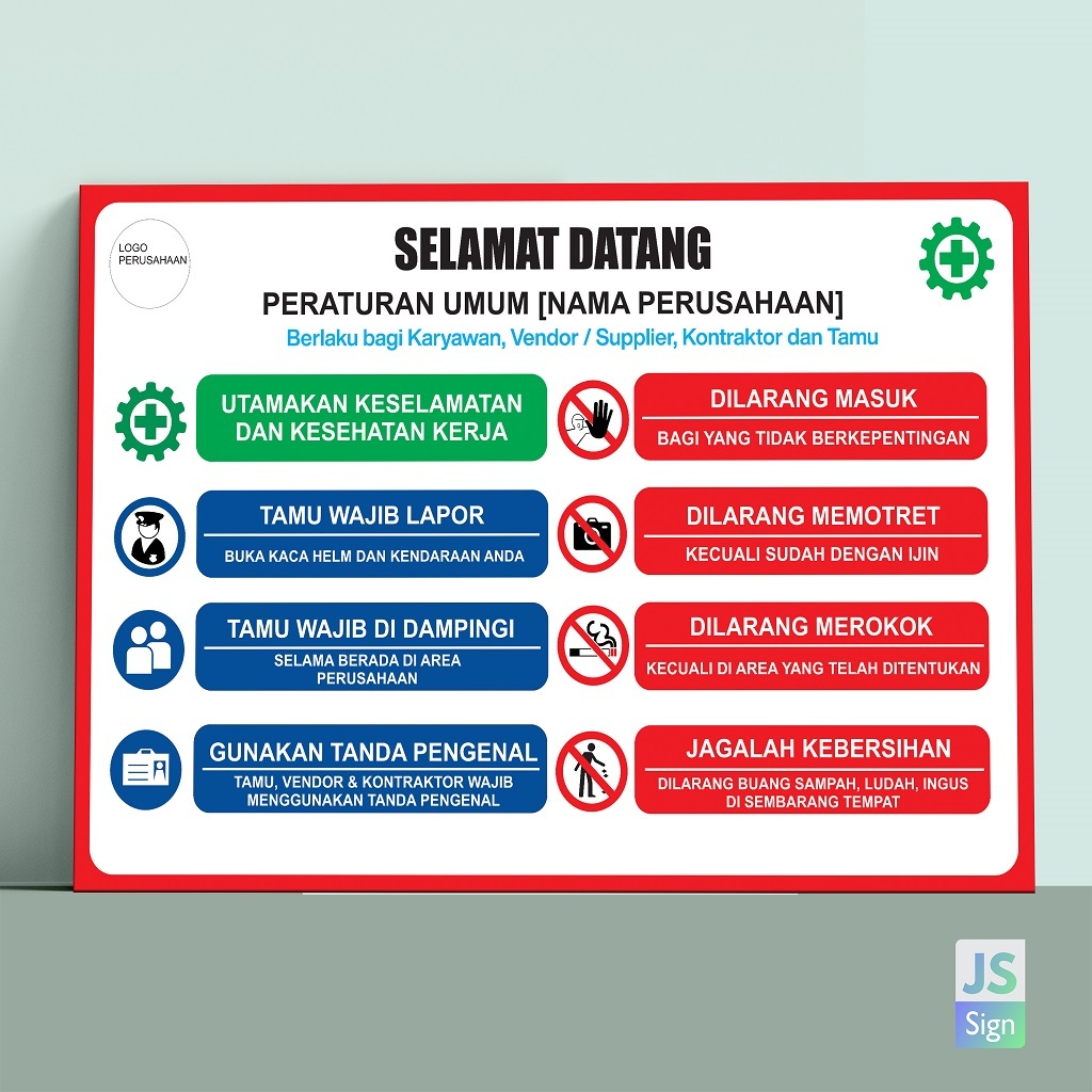 SAFETYSIGN K3 - SIGNBOARD PERATURAN UMUM 90CM +  PLAT 3MM