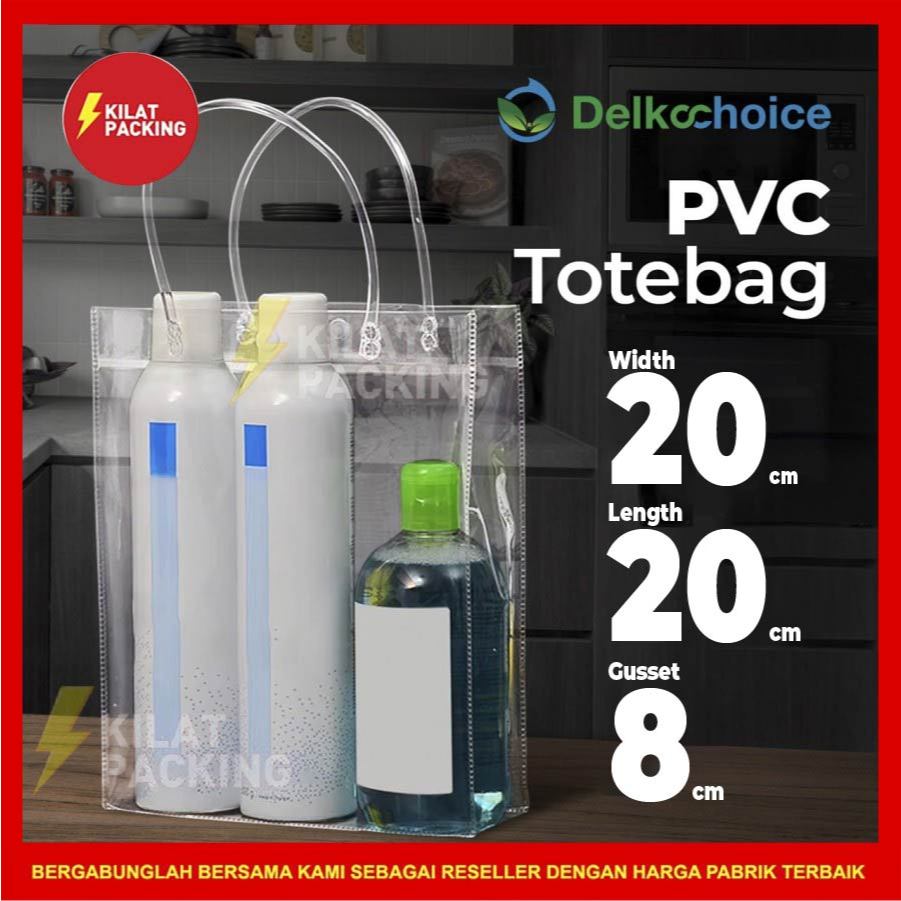 

Tas Mika PVC Transparan Goodie bag Hampers Souvenir Ultah Polos Premium Tote Bag Delkochoice 20x20+8cm