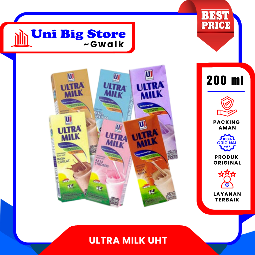 

ULTRA MILK SUSU UHT MILK COKLAT - STRAWBERRY - KARAMEL - TARO - MOCCA - 200 ml