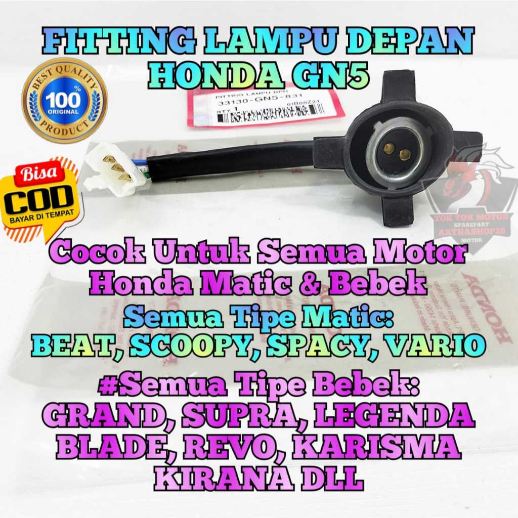 FITING LAMPU DEPAN GN5 MOTOR HONDA BEAT , SCOOPY , SPACY VARIO , SUPRA , GRAND , LEGENDA, BLADE , RE
