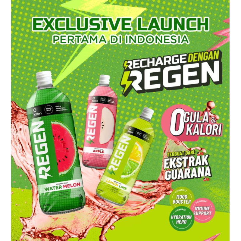 

(1 dus) EXCLUSIVE LAUNCH REGEN Rasa Watermelon, Apple, Lemon Lime 450ml