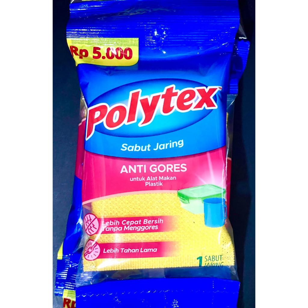 Polytex Sabut Jaring Kuning Spon Anti Gores Alat Makan Plastik