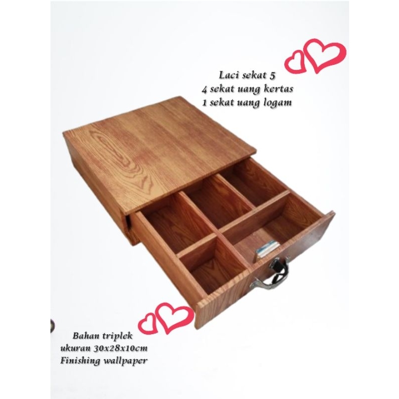 Laci sekat 5 Laci kasir drawer  laci serbaguna laci penyimpanan uang 30x28x10 Free 2 kunci