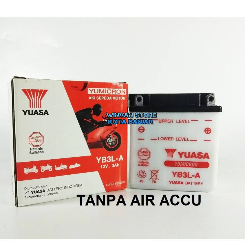 AKI ACCU YUASA YB3LA BASAH 12V-3AH 12 VOLT 3 AMPERE RXK RX KING SATRIA 120 2T  NINJA 150 R RXZ RX-Z