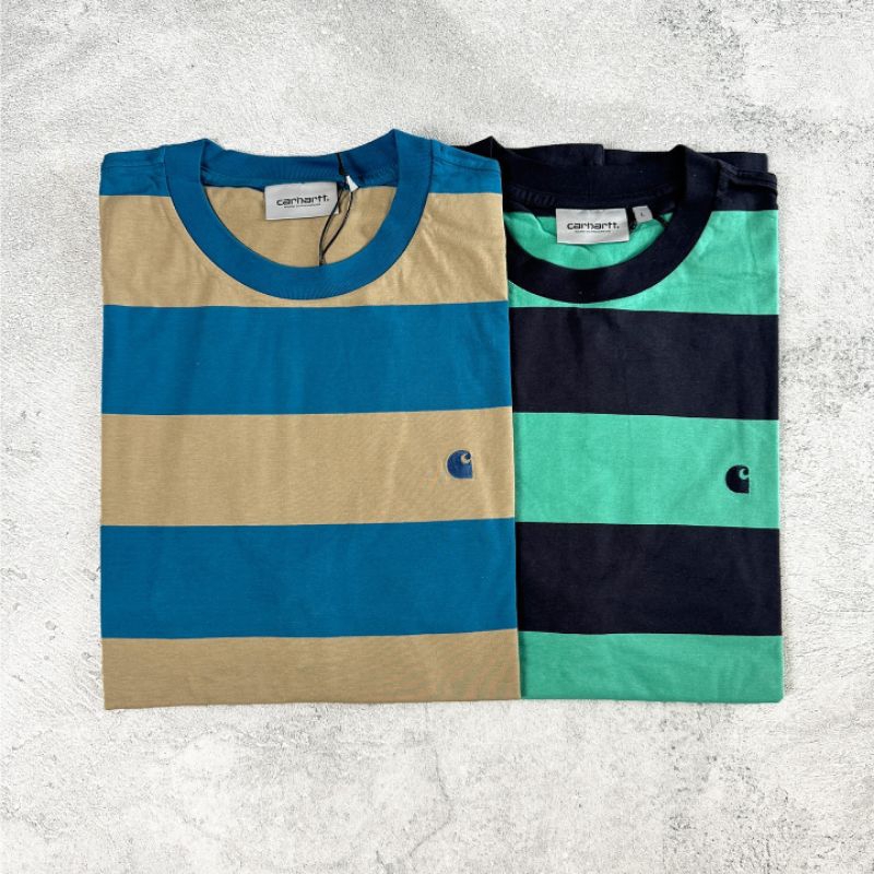Carhartt WIP Dampier T-Shirt Dampier Stripe Dark Navy / Aqua Green