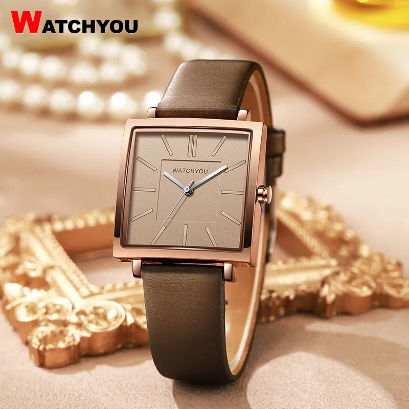 WATCHYOU Jam Tangan Wanita Kotak Retro Klasik Fashion Anti Air Jam