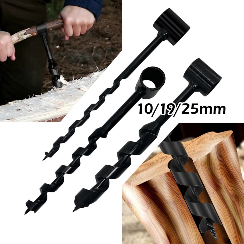Bor Manual Tangan Kayu Mata Bor 10MM 19MM 25MM Auger Buatan Tangan Alat Bertahan Hidup Di Hutan