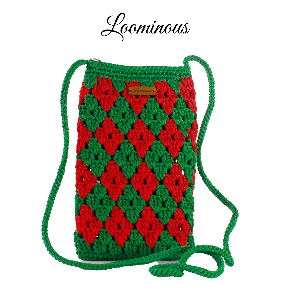 Tas HP Wanita Selempang Rajut Loominous Aruna1004 / Dompet HP Slingbag Resleting