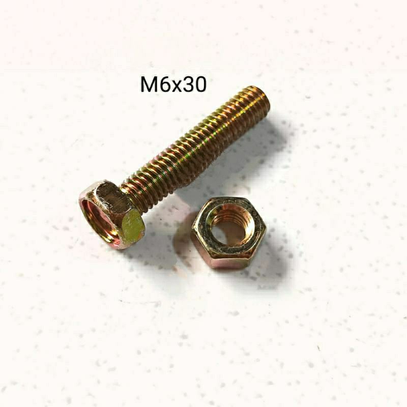 Baut Mur M6x30 Kunci 10 Baud 6 x 30mm 3cm