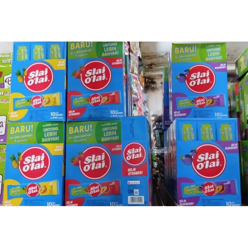 

Slai O'lai Stoberi Strawberry Blueberry Nanas 1 Box Isi 10 Sachet 320gram