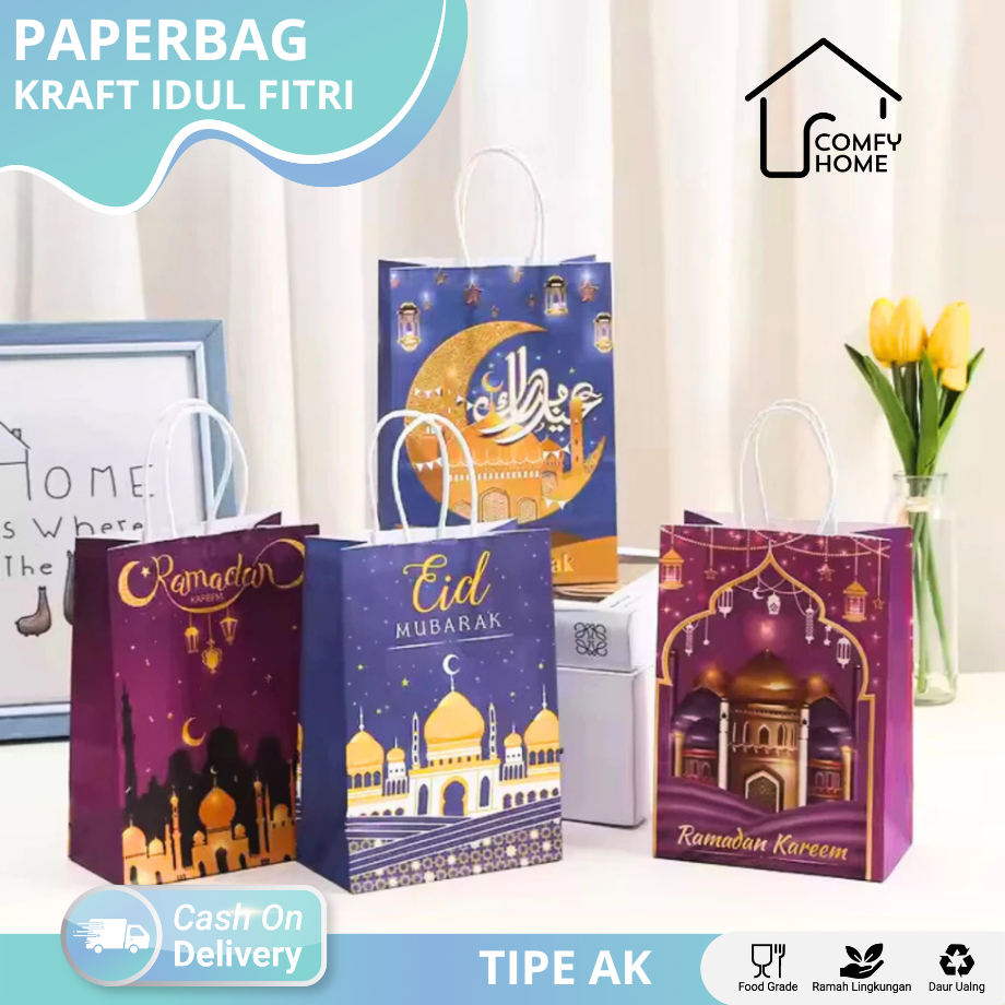 

Paperbag Kraft Idul Fitri / Paper Bag Eid Mubarak / Tas Souvenir Idul Fitri 2024 / Hampers Lebaran / Tas Kraft Hampers / Eid Mubarak 2025