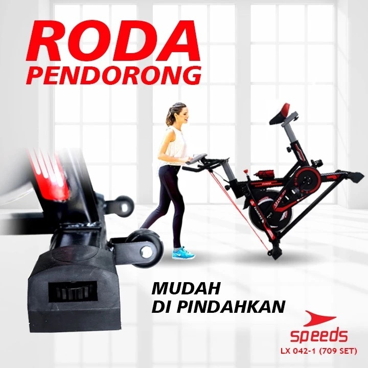 SPEEDS Sport Spinning Bike Sepeda Statis Alat Olahraga Gym Fitness Sepeda Elliptical 042-709