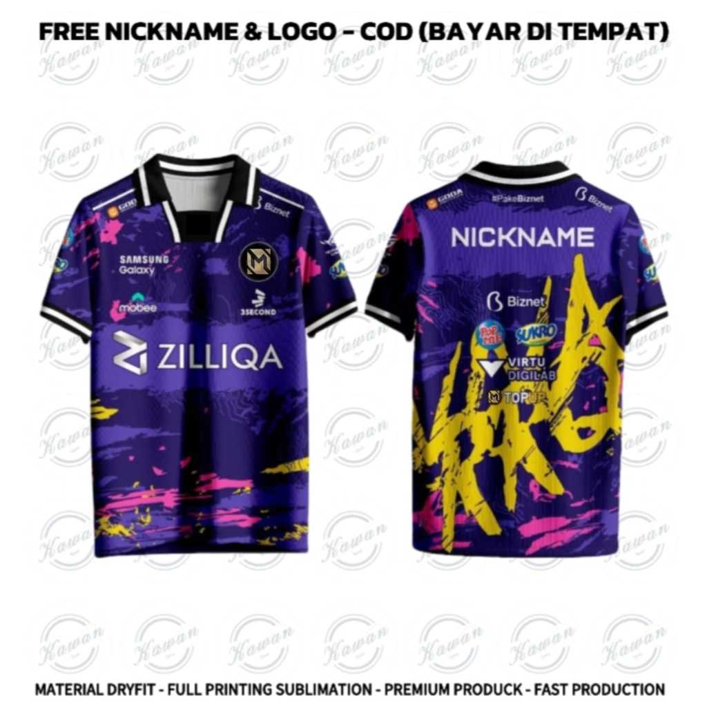 JERSEY RRQ UNGU MPL 14 TERBARU FULL PRINTING GRATIS NICKNAME DAN NO PUNGGUNG