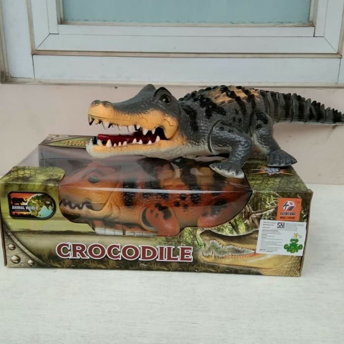 Mainan Buaya Crocodile Baterai Bisa Jalan Ada Suara dan Lampu / Mainan Hewan Buaya Baterai Crocodile
