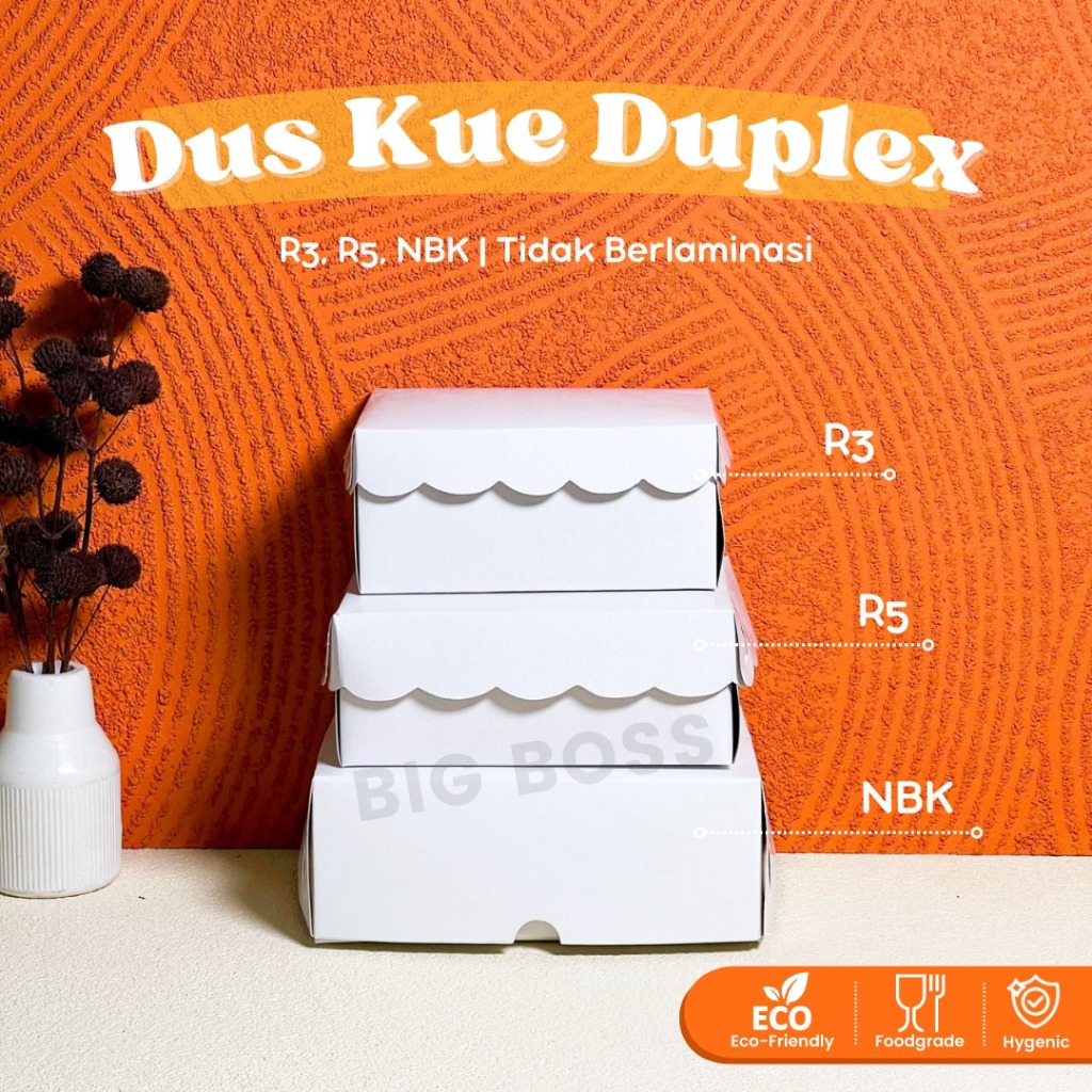 [310GSM] Box Kotak Kue Snack R3 R5 NBK Putih Duplex / Dus Kue Basah