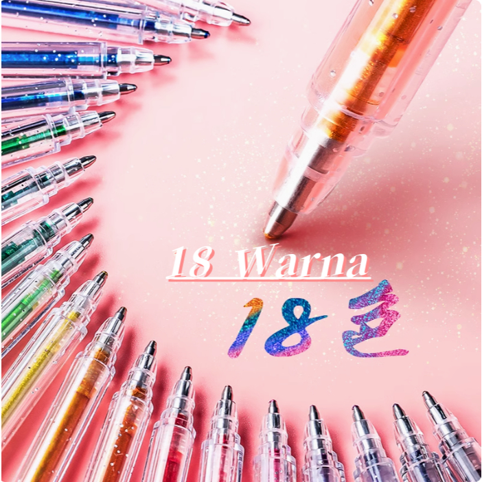 

[COD] Pena Warna Warni Pulpen Glitter highlighter 1 Sse 18 Warna lucu Aesthetic perlengkapan sekolah