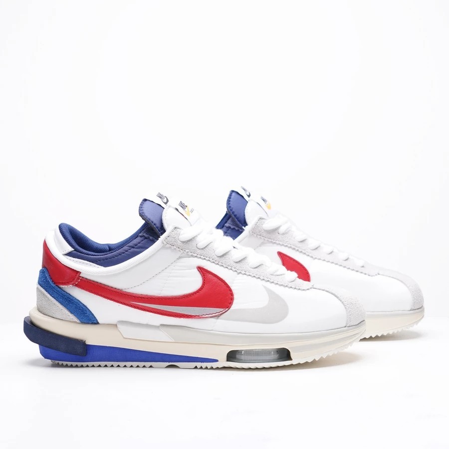 SACAI CORTEZ WHITE UNIVERSITY RED BLUE 100% Authentic
