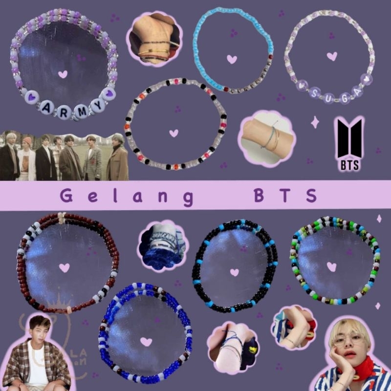 (BTS Version) Cincin Gelang Manik-Manik BTS Army Taehyung JHope Suga RM Jungkook Jimin Jin