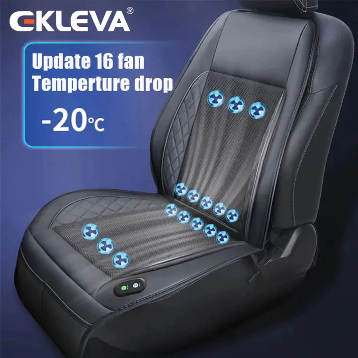 EKLEVA Bantal Jok Mobil Dengan 16 Kipas Angin 12V Universal Angin Kencang