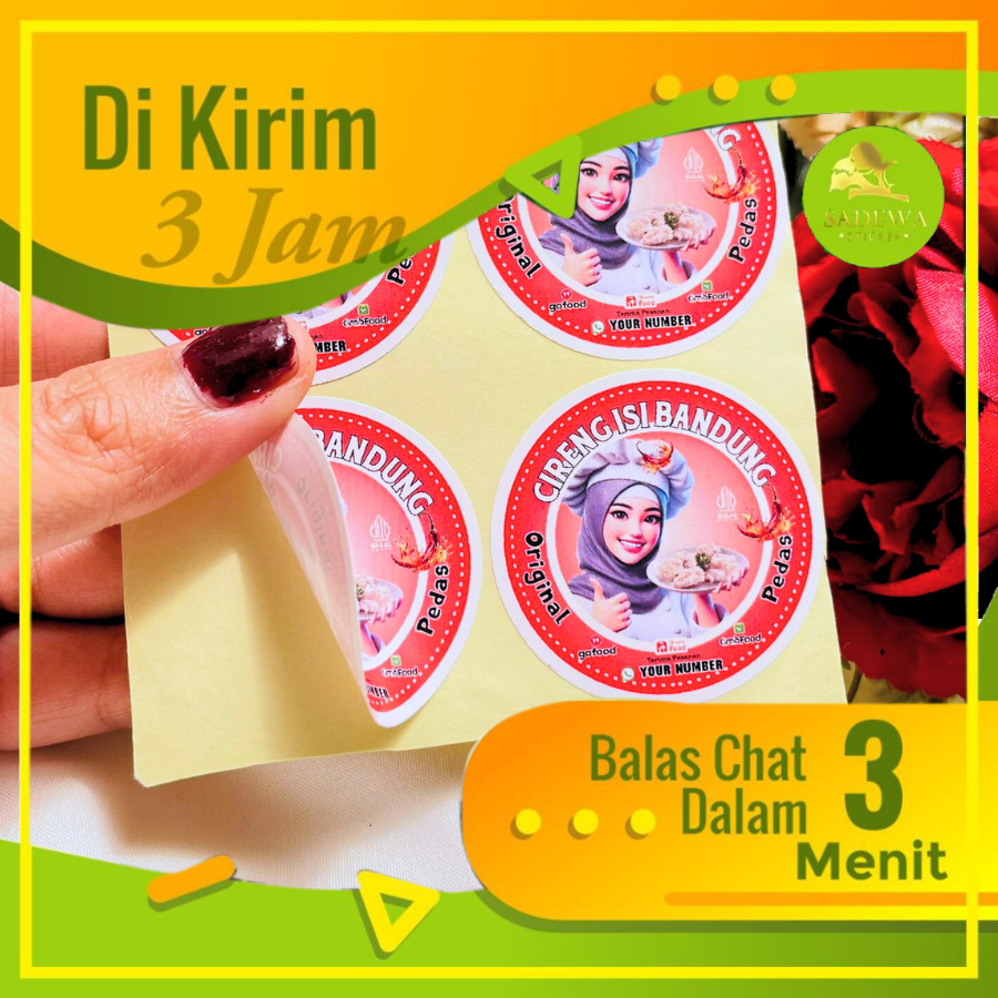 

5-8 Sadewa Stiker Jajanan Umkm Cireng Cilok Cibay Sticker Bentuk Bulat Free Desain Label Sedang Logo