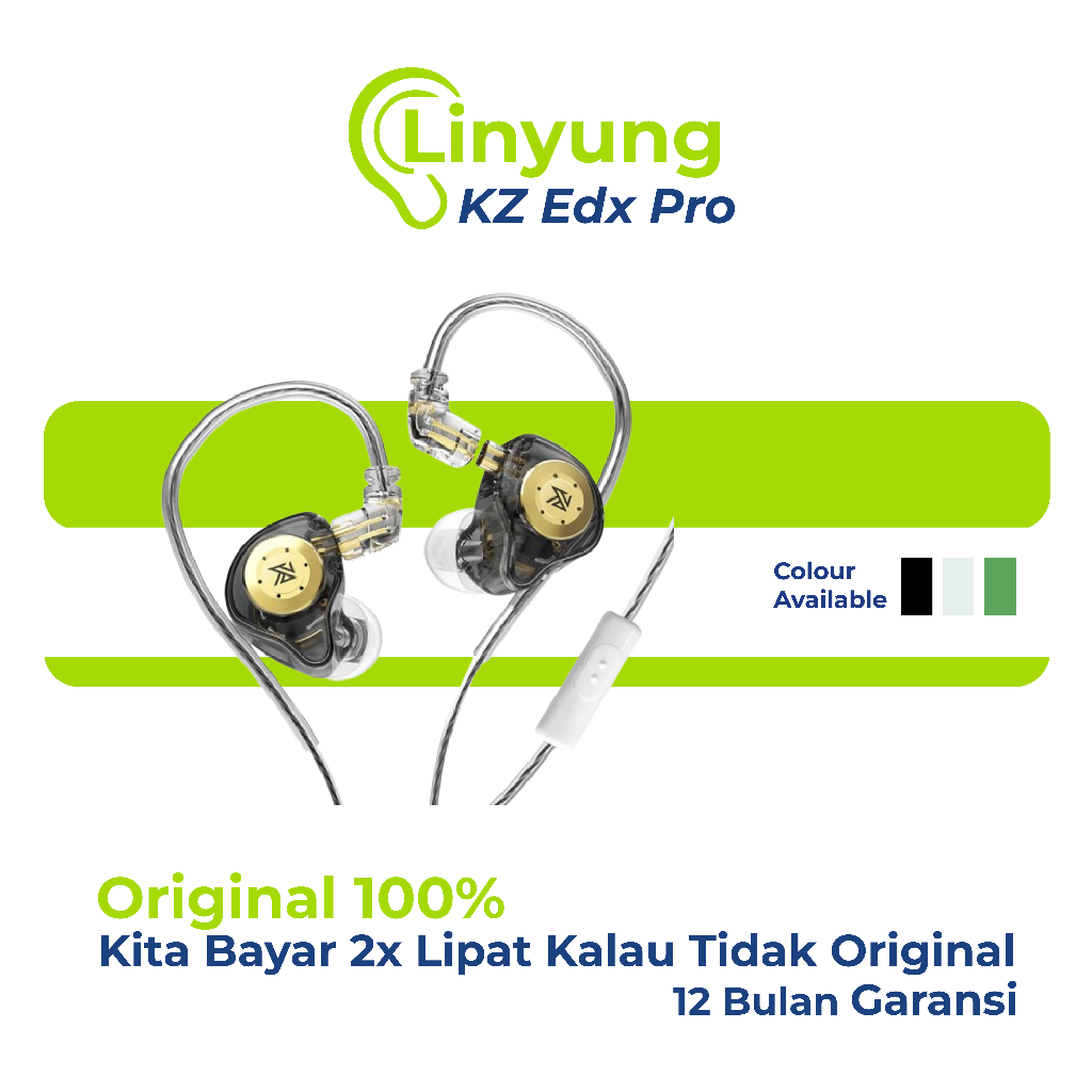 IEM Headset Gaming Monitoring Kabel KZ EDX PRO Mic Murah Berkualitas Bagus
