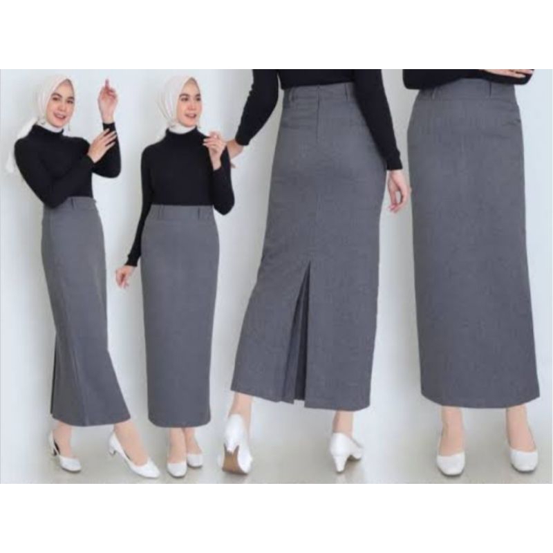 ROK KERJA WANITA/ROK SPAN REMPEL BELAKANG S-L5