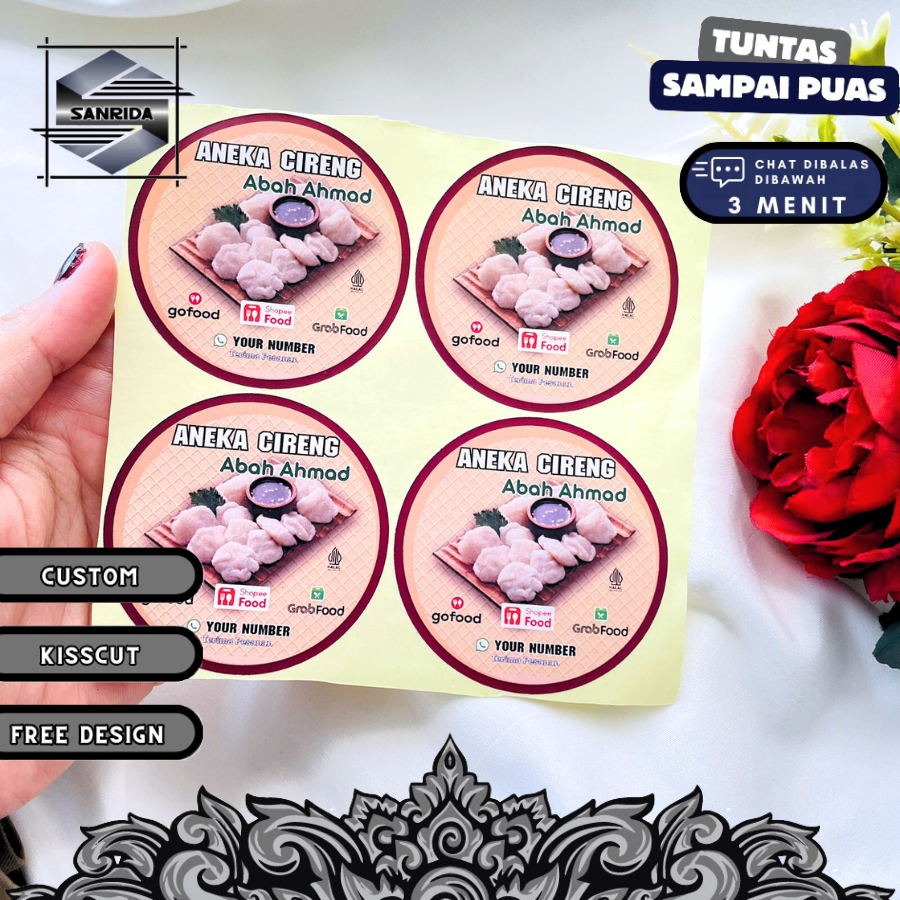 

2-4 Cetak Stiker Label Kemasan Cireng Cilok Cibay Sticker Bulat Free Desain Custom Nama Logo Sanrida