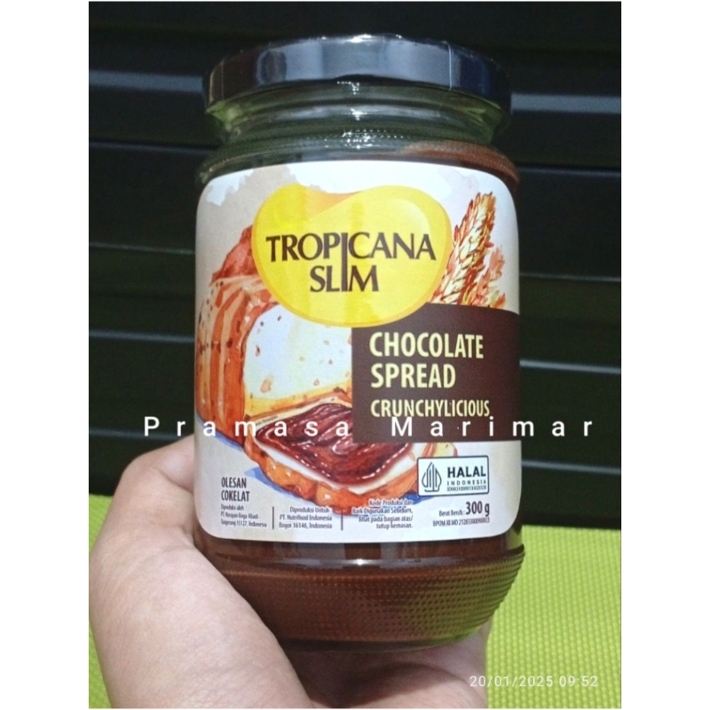 

Tropicana Slim Chocolate Spread Crunchy 300gr Selai Cokelat Coklat Bebas Gula