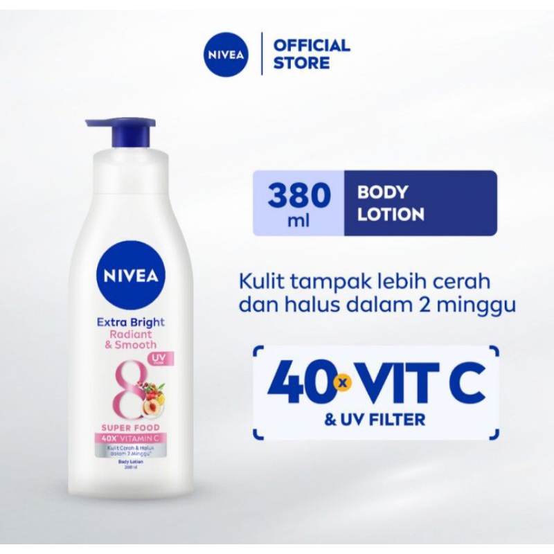 Nivea Extra Bright Lotion Pelembap Tubuh Radiant & Smooth Pump 380 ml