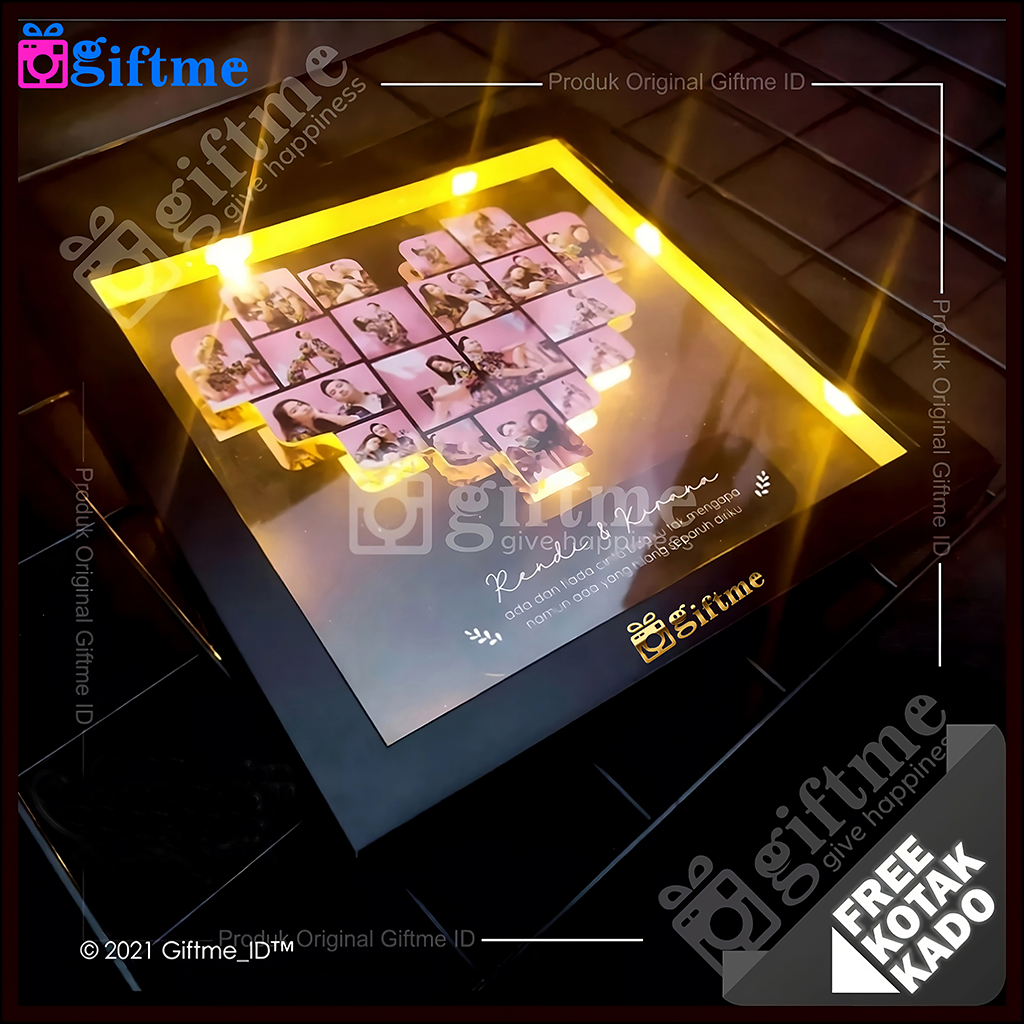 GIFTME Kado Ulang Tahun Cewek & Hadiah Anniversary - Custom Bingkai Foto Lampu LED