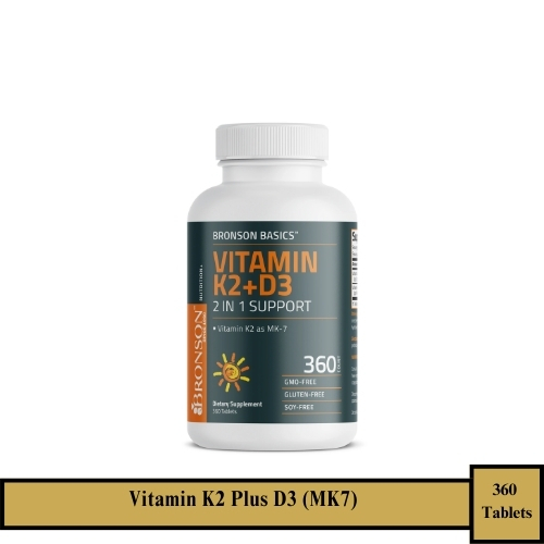 BRONSON Vitamin K2 Plus D3 (MK7) - 360 Tablets