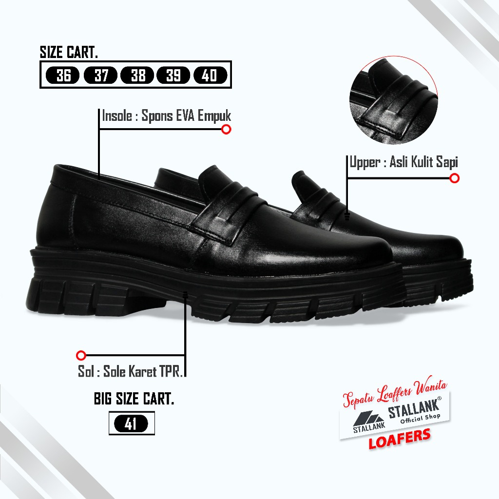 STALLANK || Sepatu Pantofel Wanita Asli Kulit SlipOn Loafers Roro Series