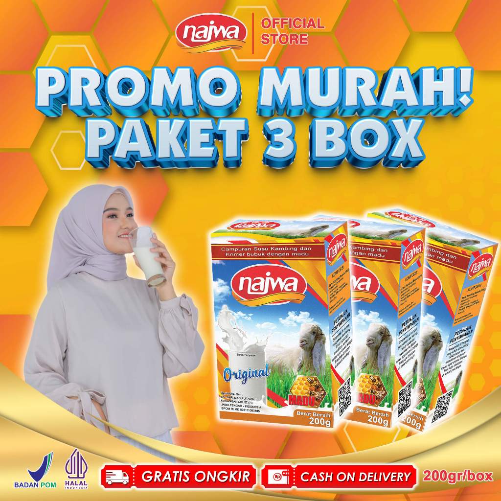 

Etawa Najwa 3 Box - Susu Kambing Etawa Najwa Asli Original Atasi Nyeri Sendi dan Tulang