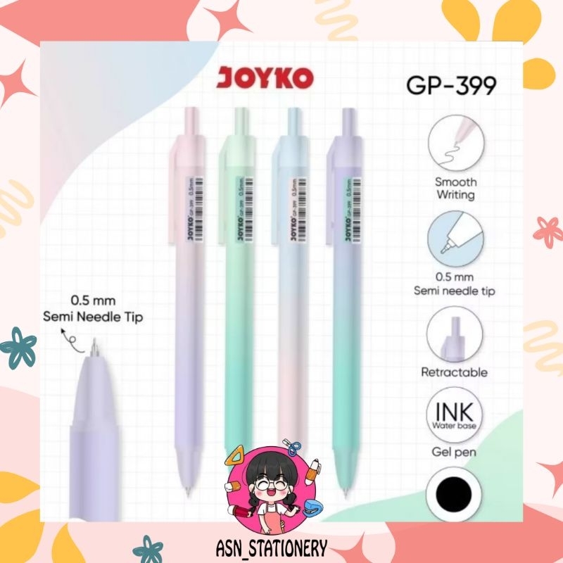 

1PCS - PULPEN GEL JOYKO GP399 WARNA GRADIENT PEN LUCU TINTA HITAM 0.5MM UNIK