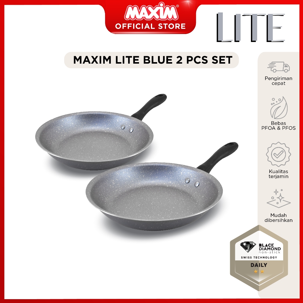 Maxim Lite 2pcs Set Wajan Teflon Anti Lengket 18cm & 22cm