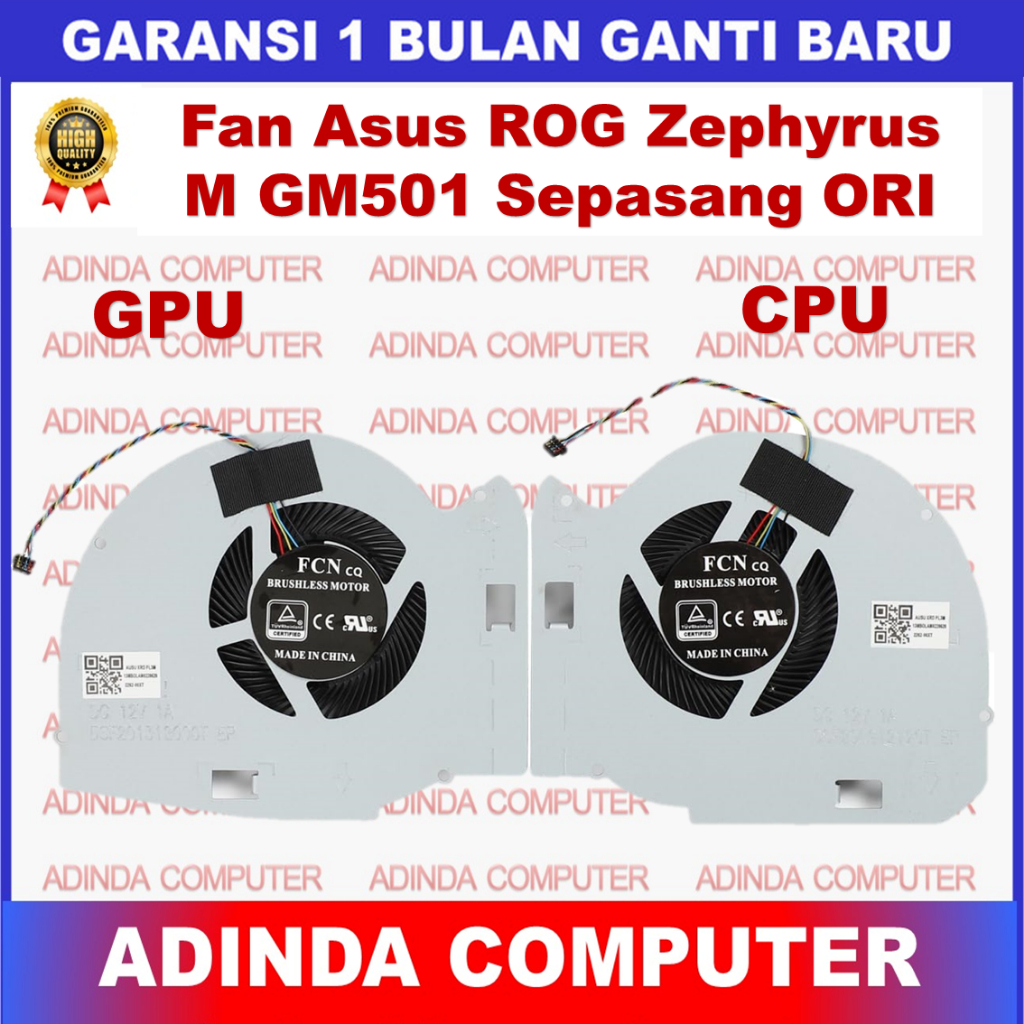 Kipas Fan Asus ROG Zephyrus M GM501 GM501G GM501GM GM501GS GU501 GU501G GU501GM CPU Kanan GPU Kiri
