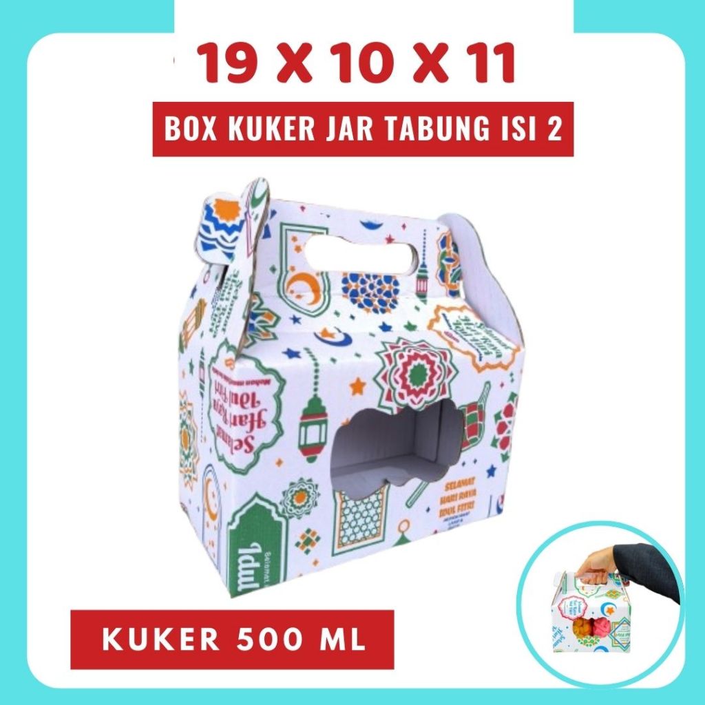

Box Kue Kering 19x10x11 Jinjing (KUKER TOPLES JAR 500ml ISI 2) Box Jinjing Kardus Lebaran Idul Fitri Hampers Polos/Motif