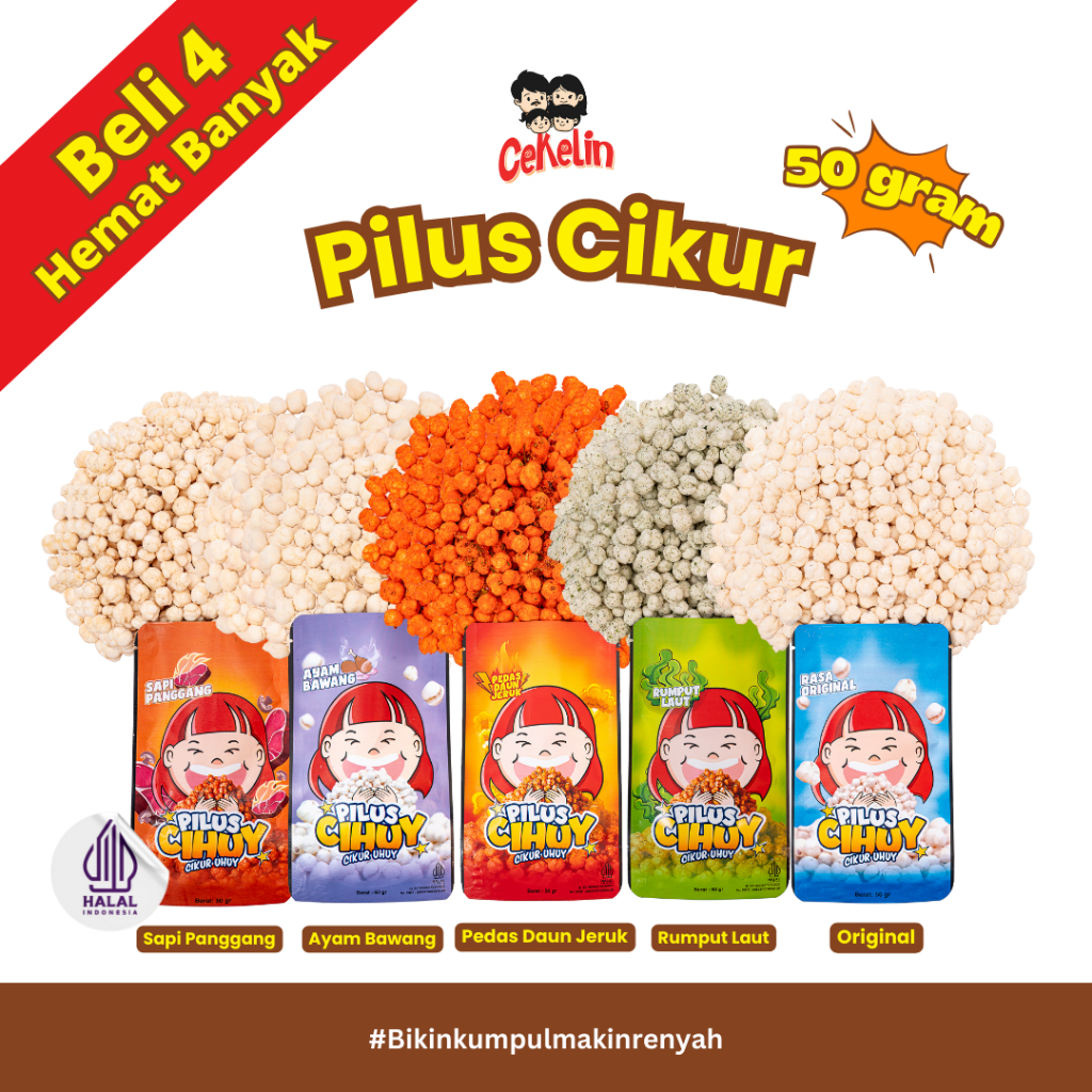 

CEKELIN Cemilan Pilus - Isi 50gr Beli 4 Hemat Banyak