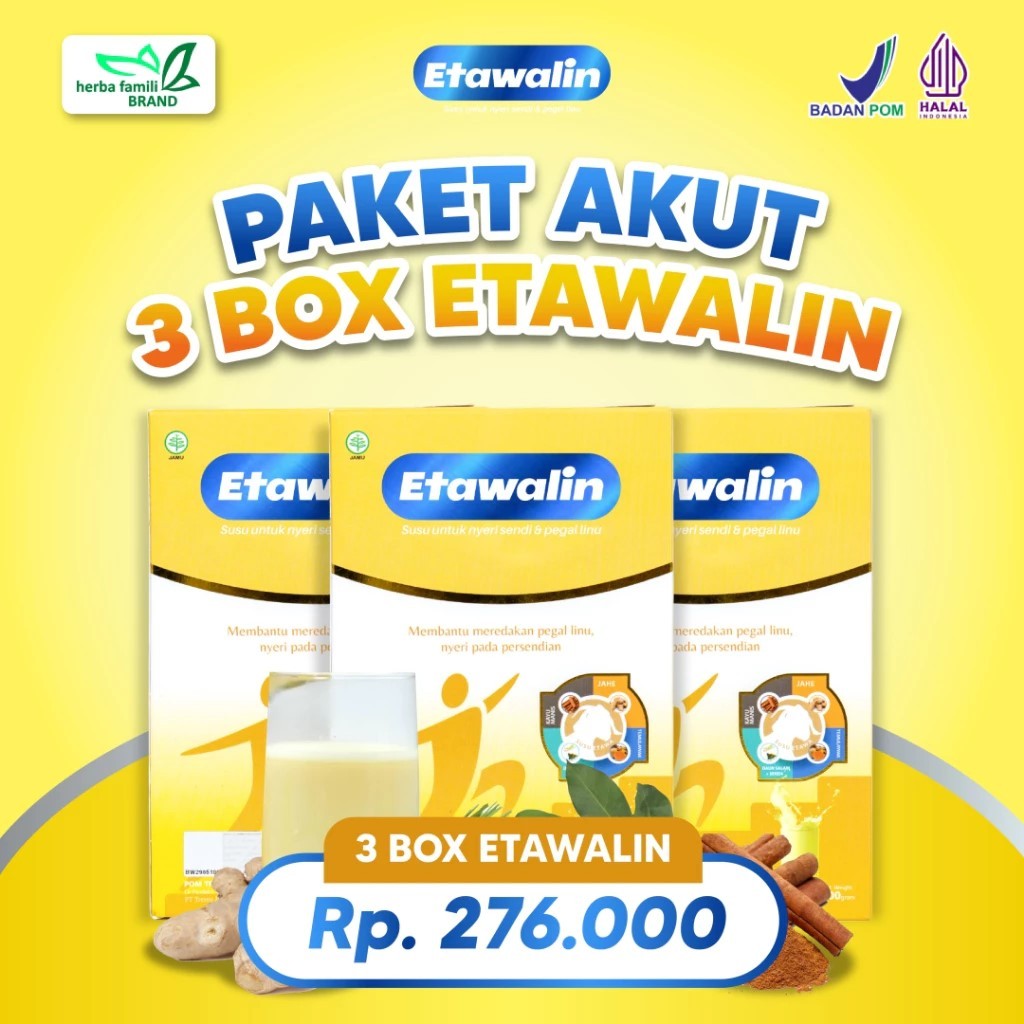 

TERMURAH!!! Etawalin Paket 3 Box Susu Nyeri Sendi dan Asam Urat Tinggi Kalsium 200gr