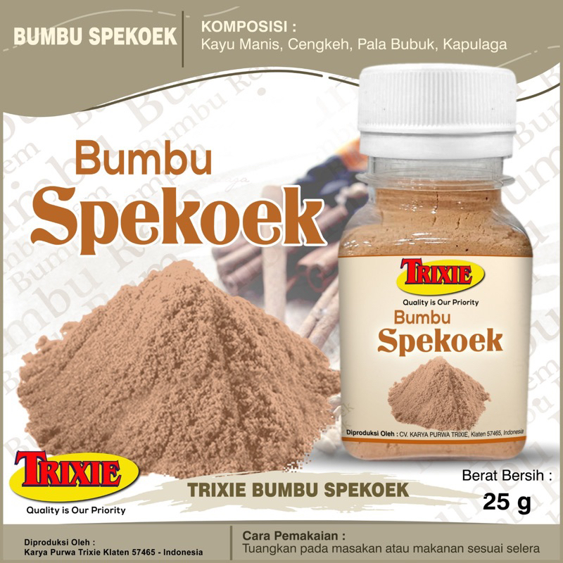 

Trixie Bumbu Spekoek 25 Gr (Kemasan Botol)